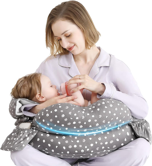 Nursing Pillow for Breastfeeding & Bottle Feeding Pillows 15° Tilt to Prevent Spitting Milk