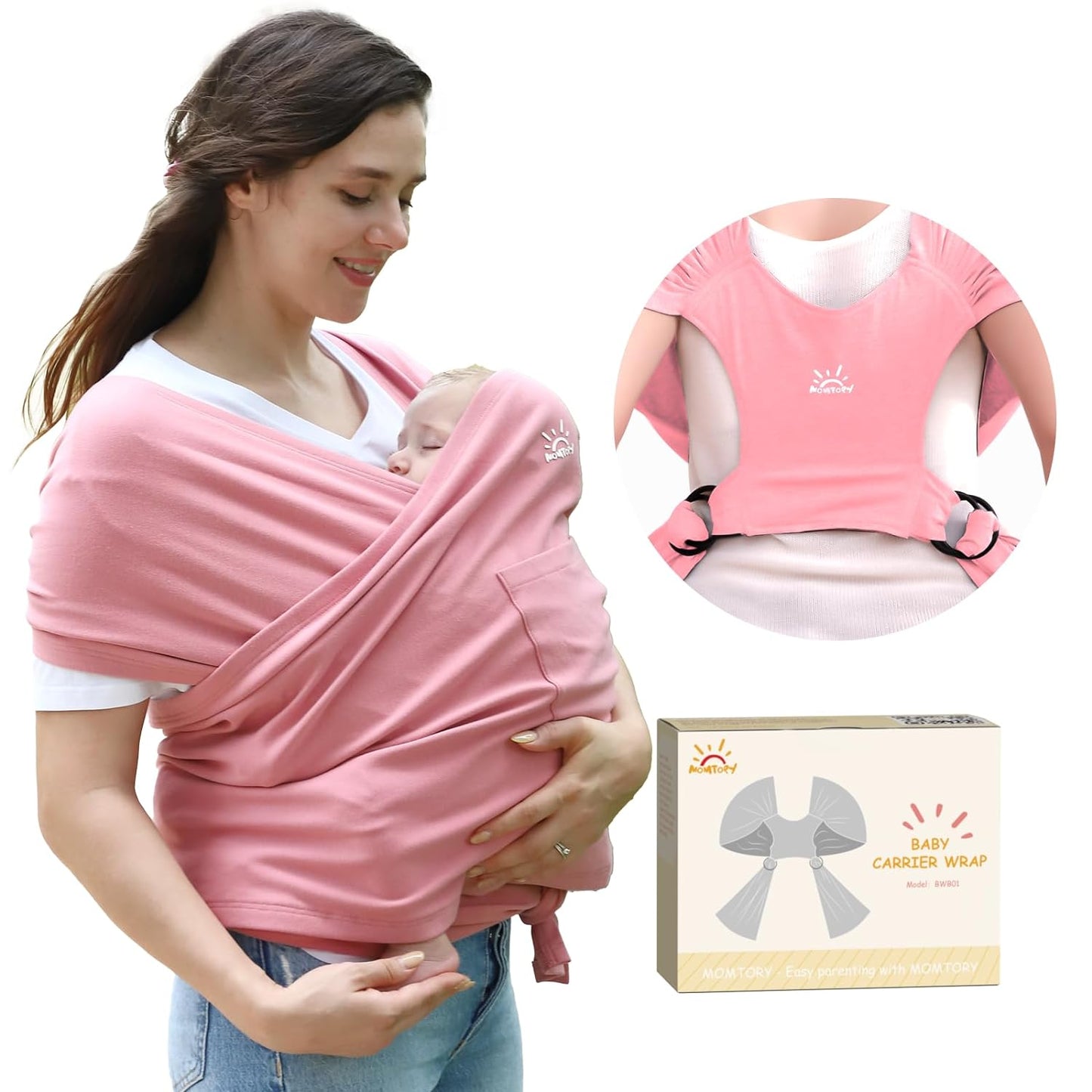 Baby Wraps Carrier, Baby Carrier Newborn to Toddler Newborn Carrier Breathable and Hands Free Baby Sling, Adjustable Infant Carriers Baby Carriers