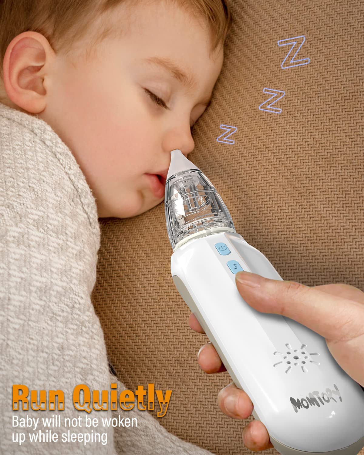 Electric Nasal Aspirator for Baby, MOMTORY Baby Nose Sucker, Baby Nose Cleaner with Soothing Lullaby Function, Rechargeable, Three-Speed Suction, Anti-Backflow