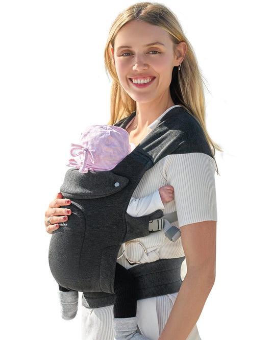 MOMTORY Baby Carrier Newborn to Toddler, Ergonomic Baby Wraps Carrier with Head Support, Cozy Fabric for Newborn to Toddler, Deep Grey